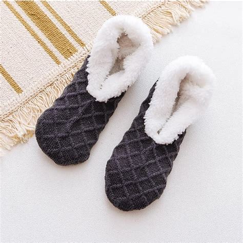 Women's Sherpa Lined Slipper Socks Non Slip Fuzzy Non-Slip Warm Fall ...
