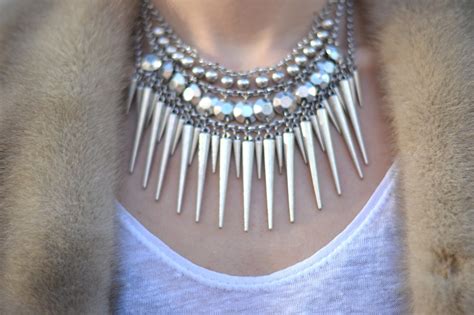 Silver spiked necklace | Spike necklace, Necklace, Statement necklace