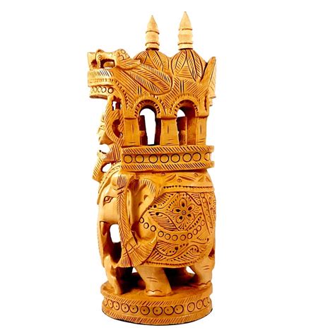 Wooden Carved Round Ambari Elephant (Product Code 1598) at Rs 1275.00