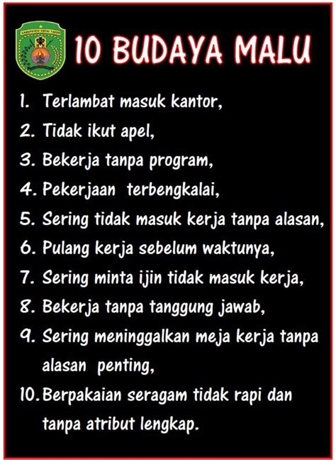 10 budaya malu di tempat kerja