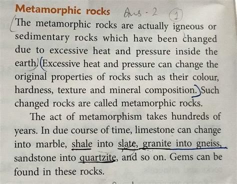 Q1. Slate and marble are the examples of which kind of rocks? - Brainly.in