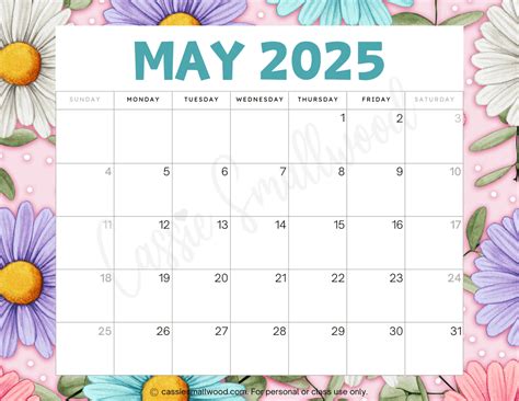 Cute May 2025 Calendar Free Printable