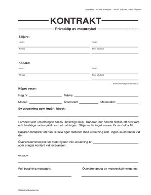 Private Motorcycle Sale Contract - Blank Fillable Template | Fill Out ...