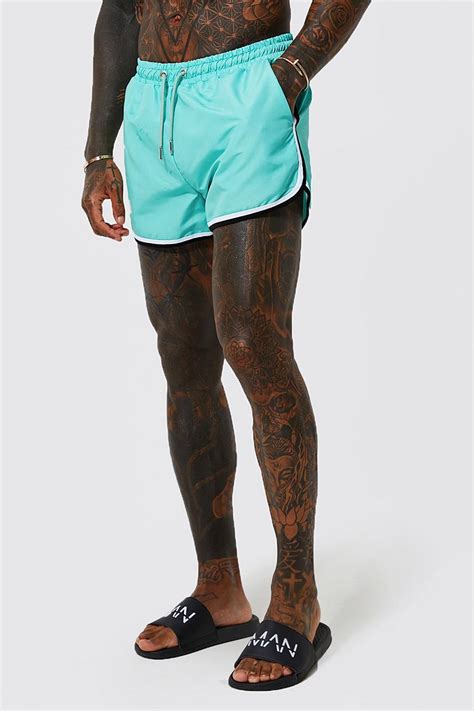 Layered Runner Swim Shorts | boohoo UK