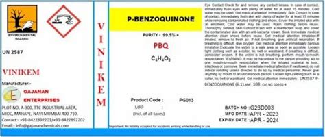 Parabenzoquinone Derivatives Manufacturer | Gajanan Enterprises, Navi ...