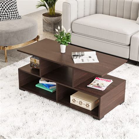 BLUEWUD Victor Engineered Wood Rectangular Shape Coffee Center Tea ...