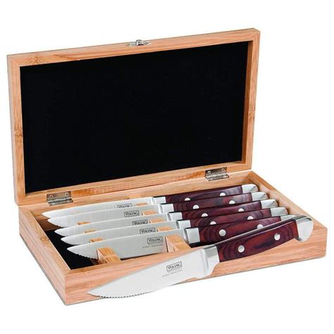 Viking Professional 6-Piece Steak Knife Set in Bamboo Box | J.L ...