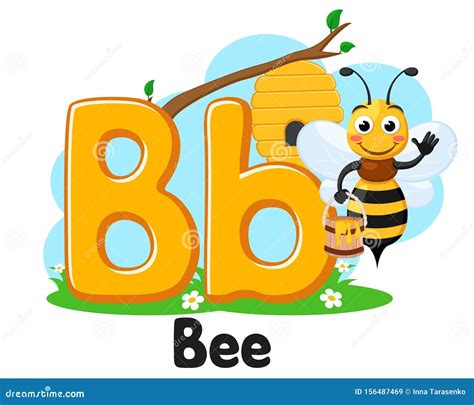 Alphabet Bee with Bucket of Honey, the Letter Bb on a White. Preschool ...