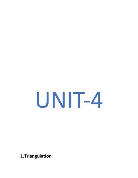 Unit 4 Notes - UNIT- 1 In computer vision, triangulation refers to the ...