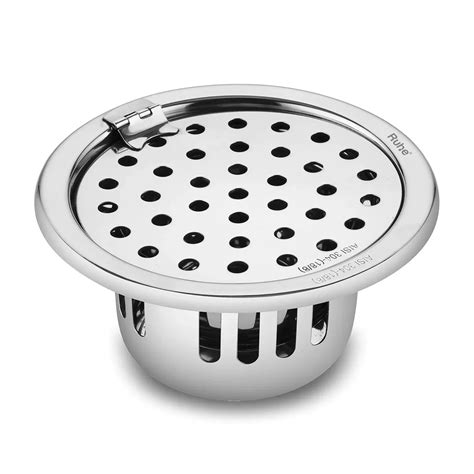 Round 304-Grade Floor Drain with Collar, Hinge & Cockroach Trap (5 Inc ...