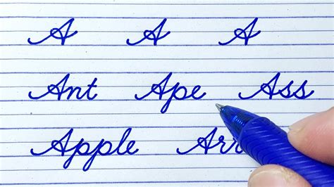 How to write Capital letter A in cursive | Cursive handwriting practice ...