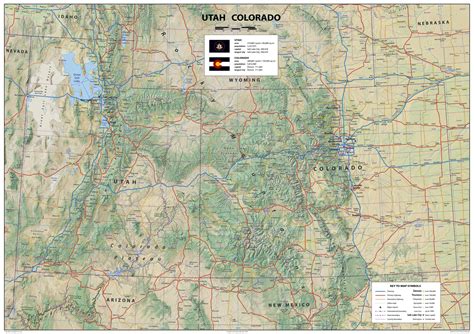 Mapa De Utah Y Colorado Mapa Topográfico Utah, Altitude, Relevo