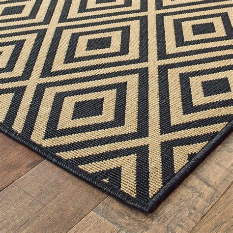 Archer Lane Roper 9 X 13 (ft) Black Indoor/Outdoor Geometric Area Rug ...