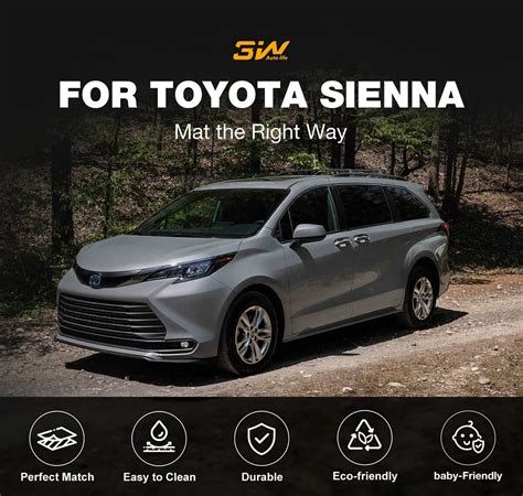 3W Toyota Sienna 8 Seat 2021-2024 Custom Floor Mats Trunk Mat TPE ...