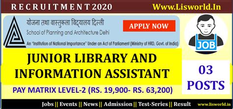 Recruitment for Jr. Library and Information Assistant (03 Posts) at ...