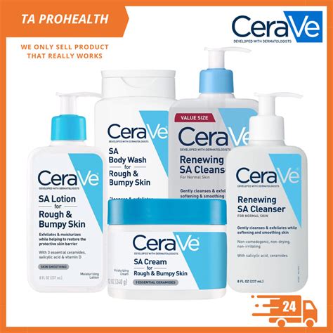 CeraVe Renewing SA Cleanser / SA Lotion / SA Body Wash / SA Cream ...