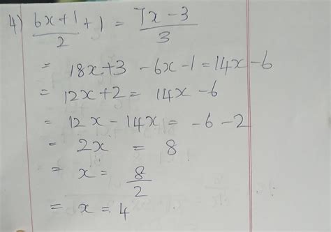 6 X + 1 by 2 + 1 is equal to 7 x minus 3 by 3 - Brainly.in