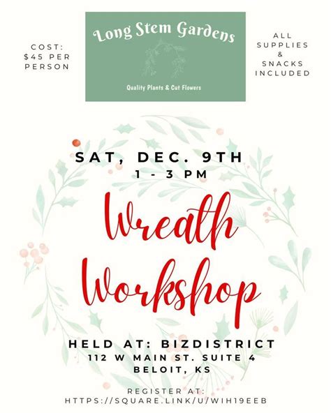 Wreath Workshop, bizDistrict 112 W. Main, Suite 4 Beloit, KS, 9 ...