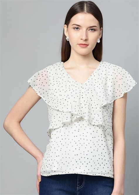 Get White Polka Ruffle Top at ₹ 1499 | LBB Shop