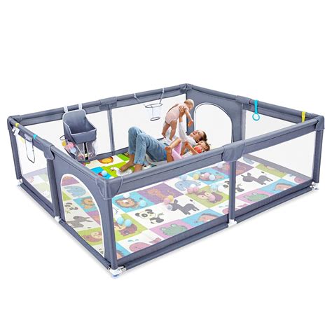 Amazon.com : Baby Playpen 79”×71" with Floor Mat, Extra Large Play Pen ...