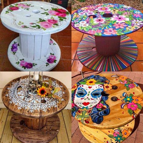 Cable spool ideas diy projects | Hand painted table tops, Painted furniture