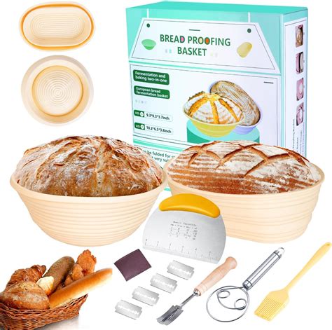 Amazon.com: Silicone Banneton Bread Proofing Baskets Set of 2, 9 Inch ...