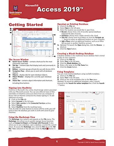 Access 2019 Quick Source Reference Guide : Quick Source: Amazon.in: Books