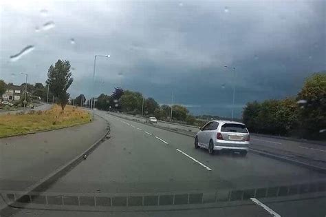 Terrifying moment car crashes off road seconds after UK emergency alert ...