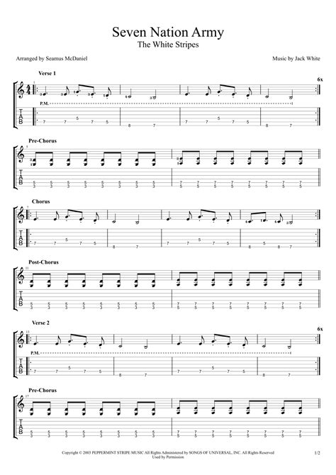 Seven Nation Army (arr. Seamus McDaniel) by White Stripes Sheet Music ...