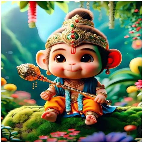 V2Hdecore Little Hanuman Ji God Wall Poster for Pooja, Sport, Kids ...