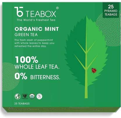 Teabox Mint Green Tea For Feeling Refreshed, Made with 100% Whole Leaf ...