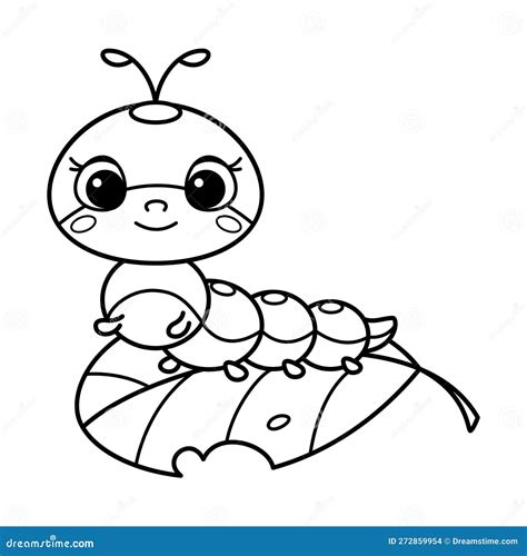 Cute Caterpillar Coloring Page Cartoon Illustration Stock Vector ...