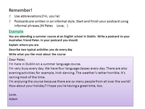 Image result for Postcard Format Example