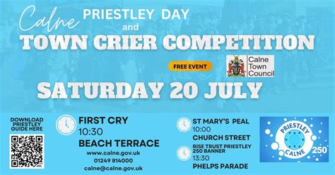 Calne Town Crier Competition and Priestley250 Day, Beach Terrace, Calne ...