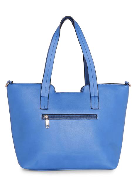 Buy ELLE Blue Solid Tote Bag Online