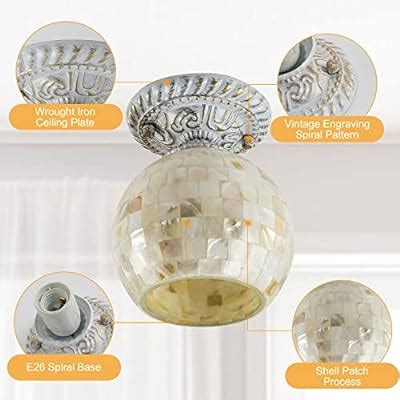 Buy SYDTOP Glass Mini Semi Flush Mount Ceiling Light, with Sea Mosaic ...