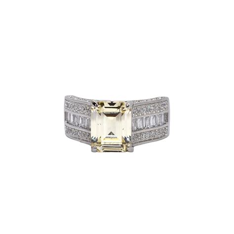 Topaz Coloured Emerald Cut Ring – Silver Attractions