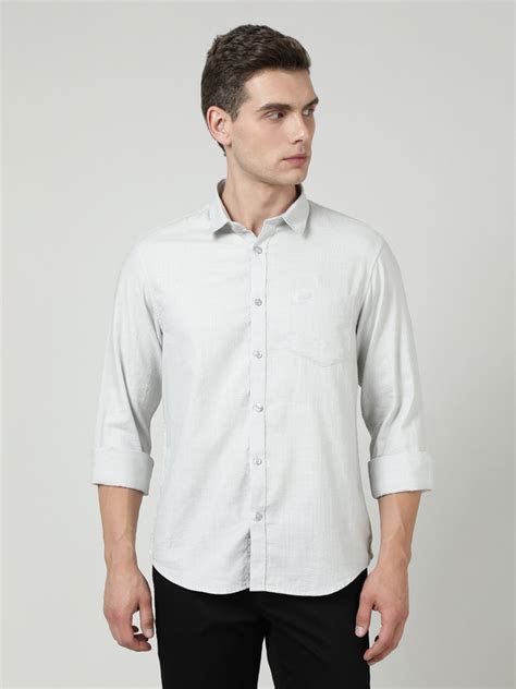 Buy Grey Solid Full Sleeve 100% Cotton Shirt – Crocodile