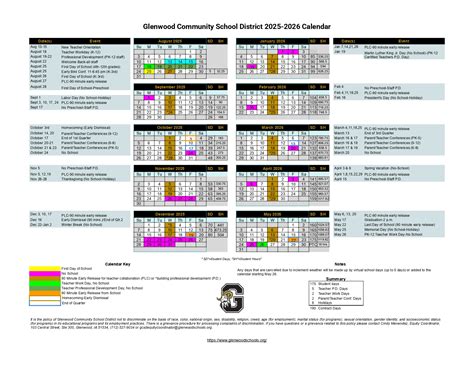 Glenwood Community CSD Calendar 25-26 Revised [pdf] - EduCounty