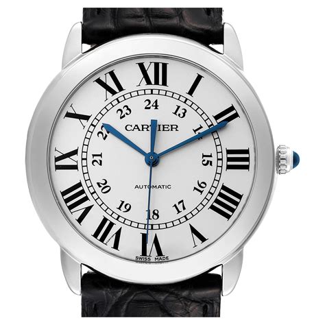 Cartier Ronde Solo Silver Dial Black Strap Automatic Watch WSRN0021 For Sale at 1stDibs ...