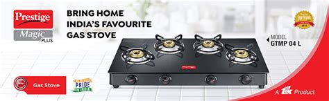 Prestige Magic plus Toughened Glass-Top(Long)4 Brass Burner LPG Gas ...