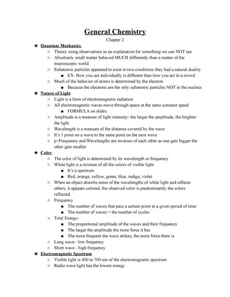 General Chemistry - Chapter 2 - General Chemistry Chapter 2 ★ Quantum ...