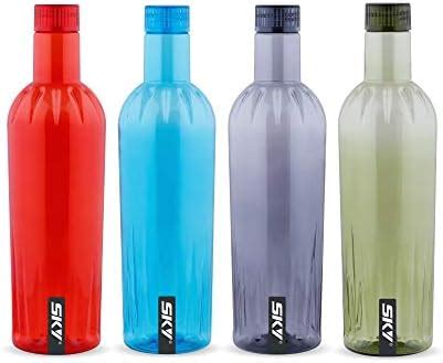 Nayasa Plastic Water Bottle, 1000ml, Set Of 6, Multicolour, Standard ...