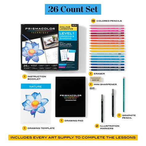 Buy Prismacolor Technique Drawing Set, Level 1 Drawing & Shading, 26 ...