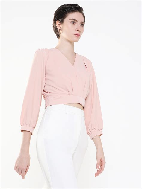 SHOWOFF Women's Solid Peach Crop Top