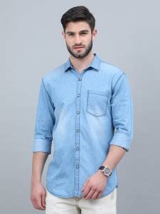 Regrowth Men Solid Casual Blue Shirt - Buy Regrowth Men Solid Casual ...
