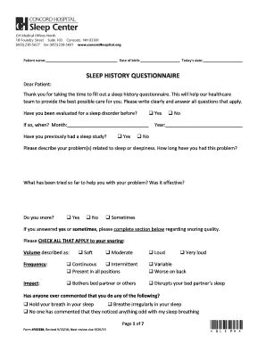 Fillable Online Thank you for taking the time to fill out a sleep ...