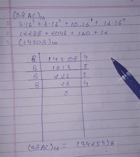 convert the following hexadecimal numbers to octal (i) 38AC - Brainly.in