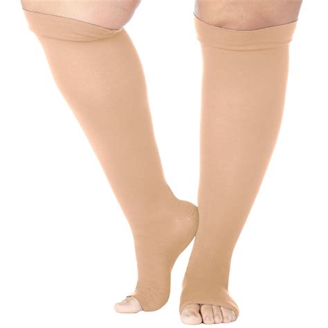 Made in USA - Women&Mens Open Toe Compression Socks 10-20mmHg - Beige ...