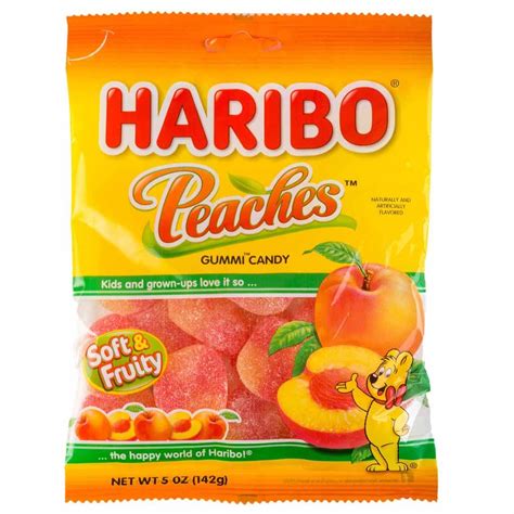 Haribo Peaches Gummi Candy, 5oz (142g) Bag | Pêche fruit, Idées de ...